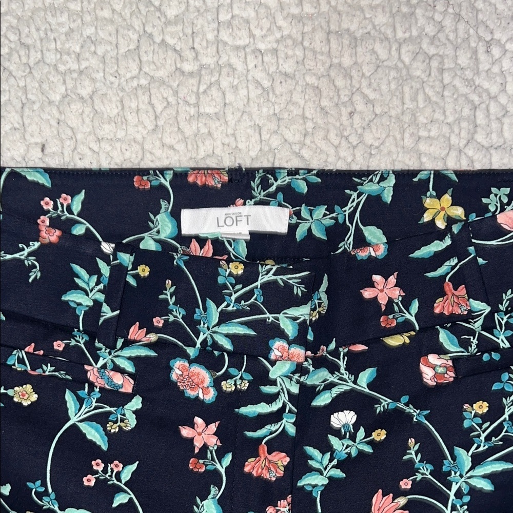 LOFT Floral Ankle Pants - Black with Multicolor Print - Picture 7 of 7